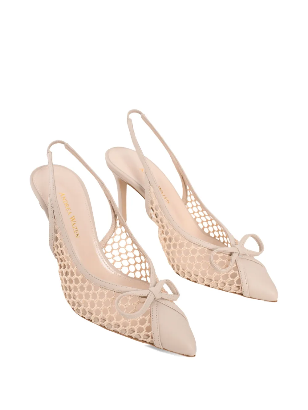 Andrea Wazen Ines 85 Slingback Net Pumps In Pink