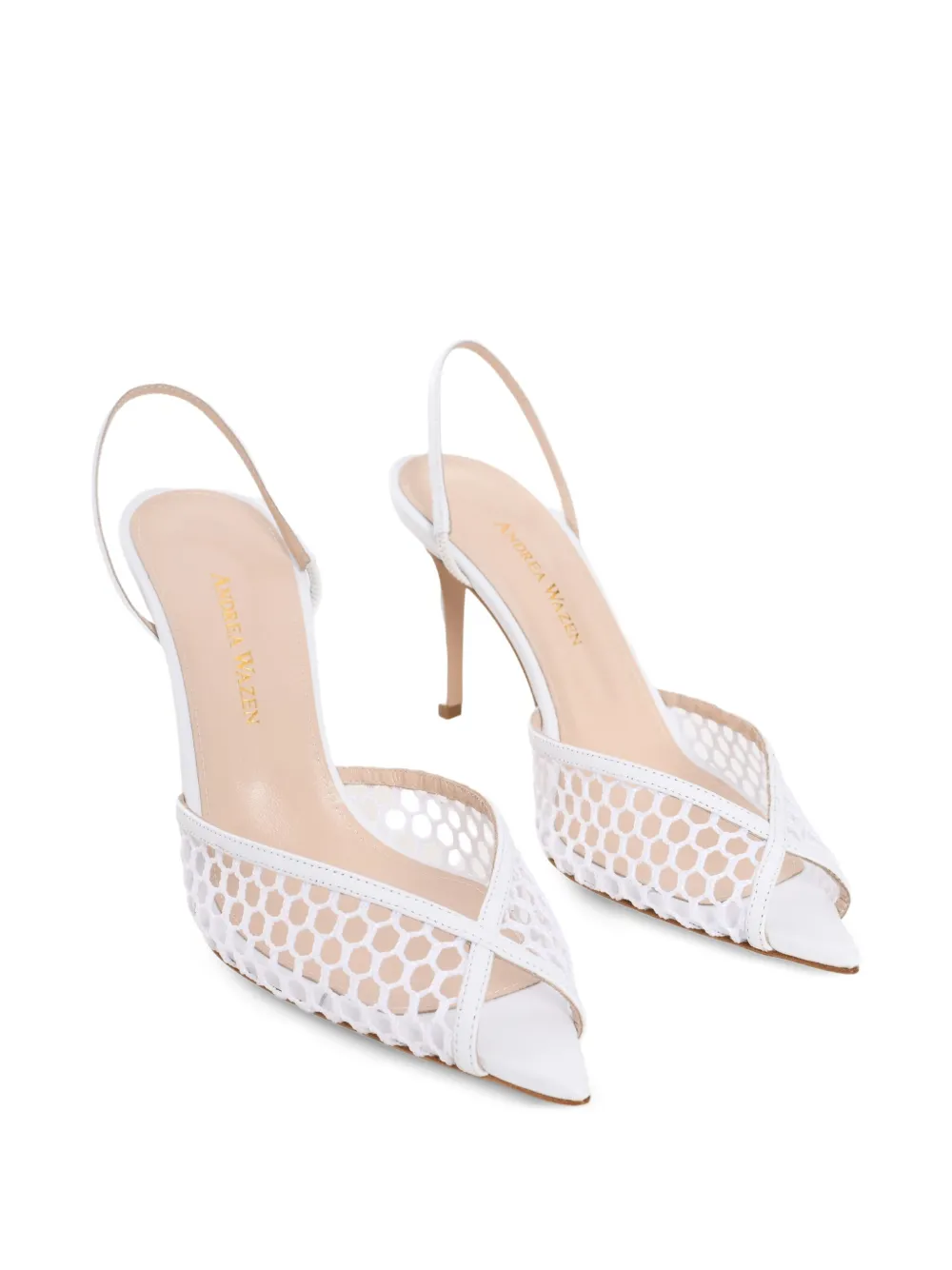 Andrea Wazen 85 mm Katy slingback pumps Wit