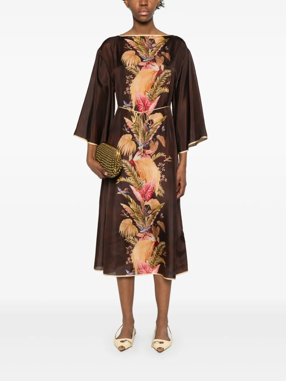 ZIMMERMANN Ascension midi-jurk - Bruin