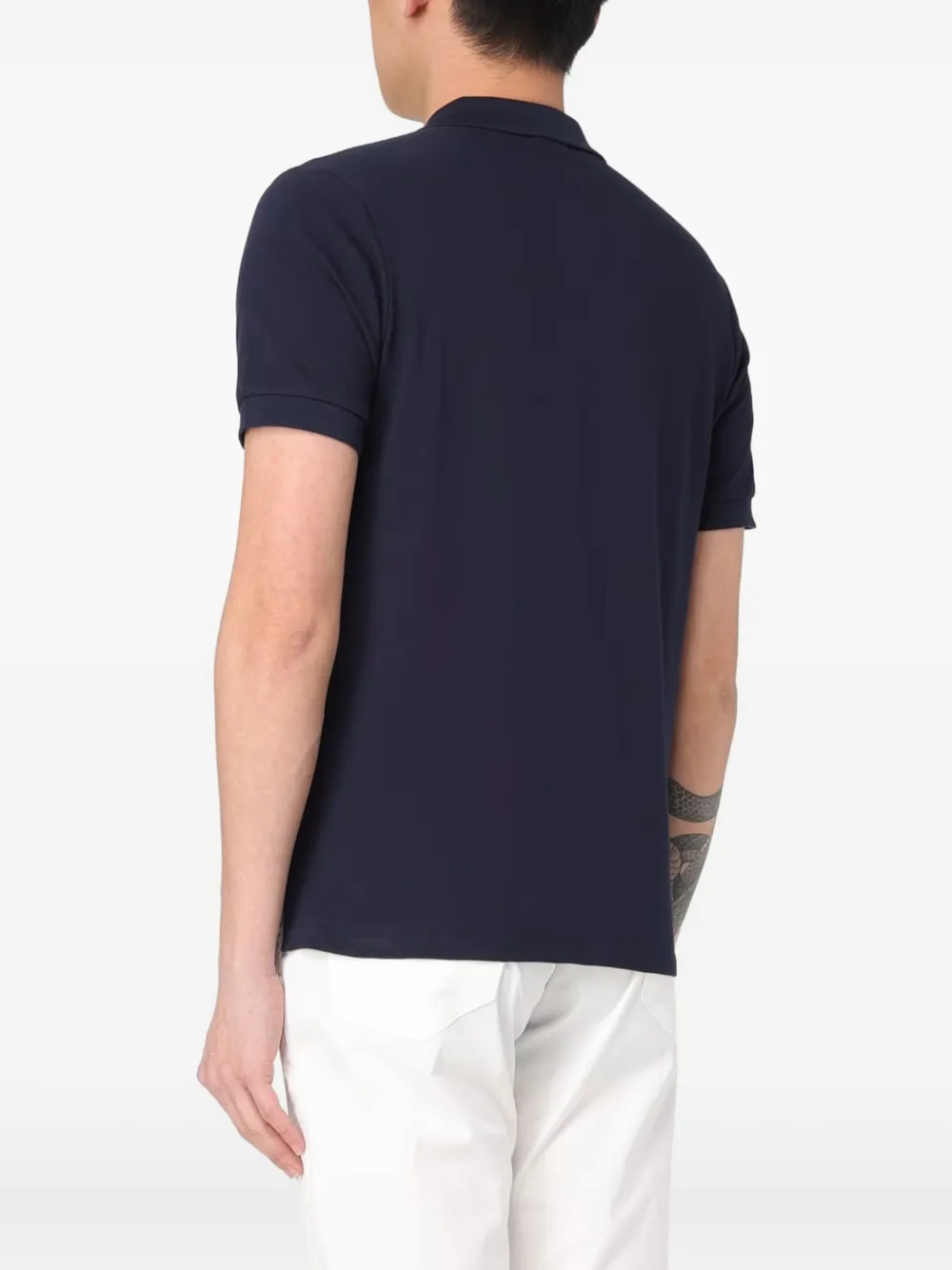 Add logo-patch polo shirt - Blauw