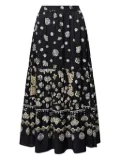ELENA MIRO` floral-print A-line skirt - Black