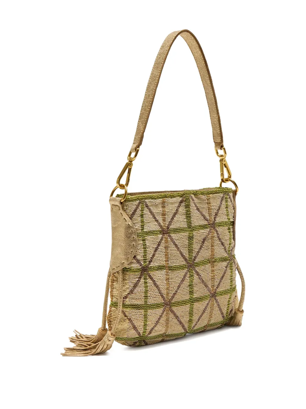 MALIPARMI Schoudertas verfraaid met parel - Beige