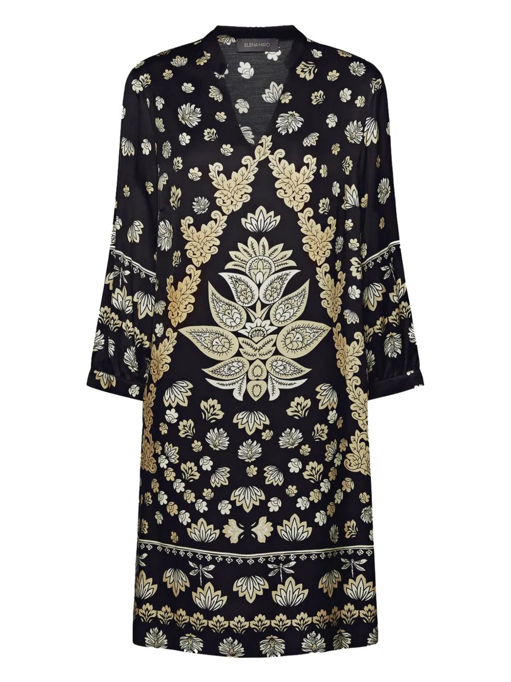ELENA MIRO` paisley-print V-neck mini dress | Black | Image 1
