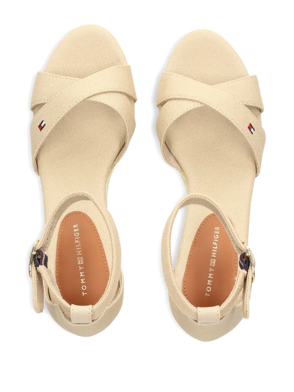 Tommy Hilfiger 60mm canvas cross-strap wedge espadrilles Neutrals