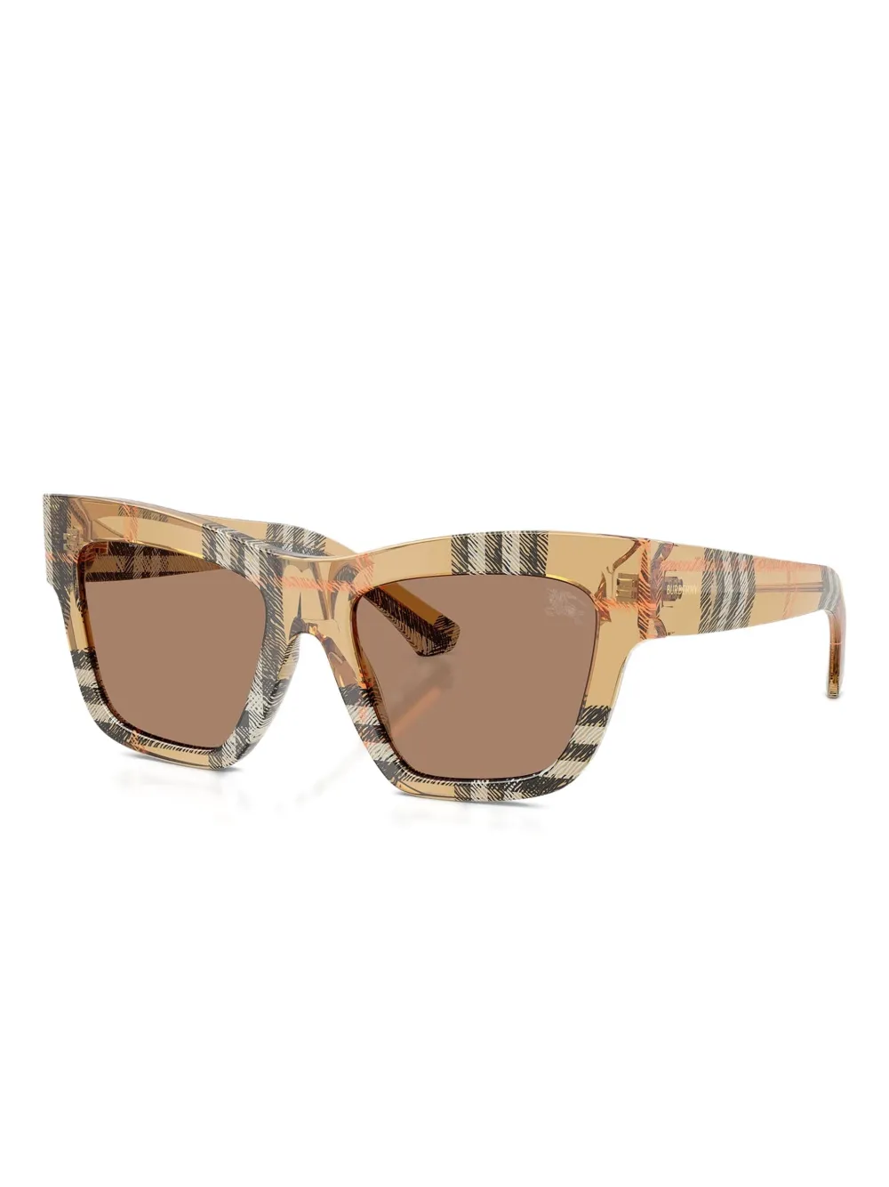 Burberry Eyewear Geruite zonnebril met geometrisch montuur Bruin