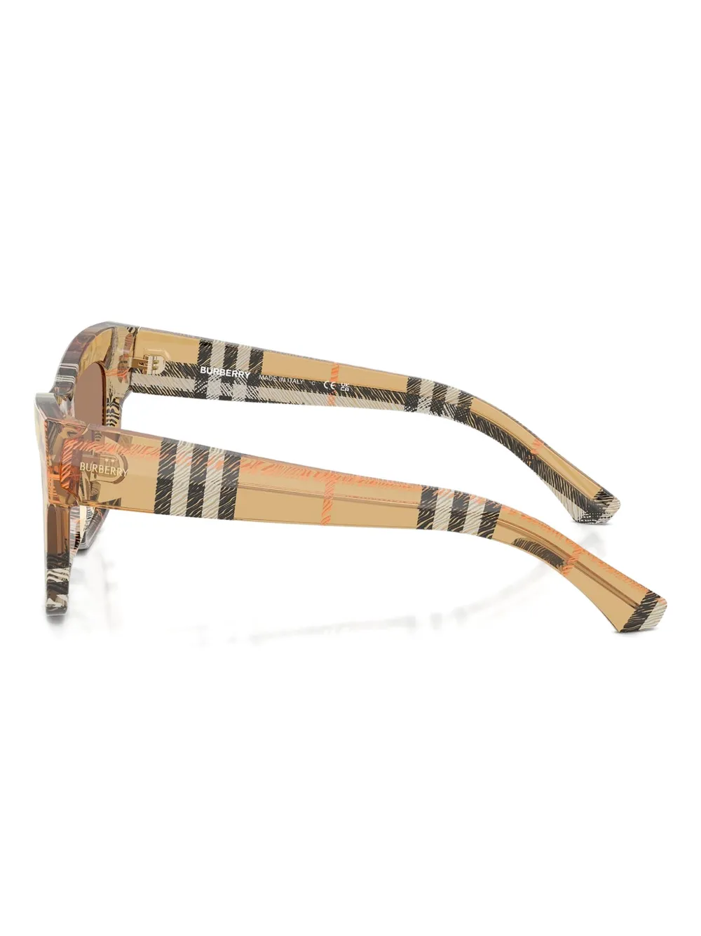 Burberry Eyewear Geruite zonnebril met geometrisch montuur Bruin