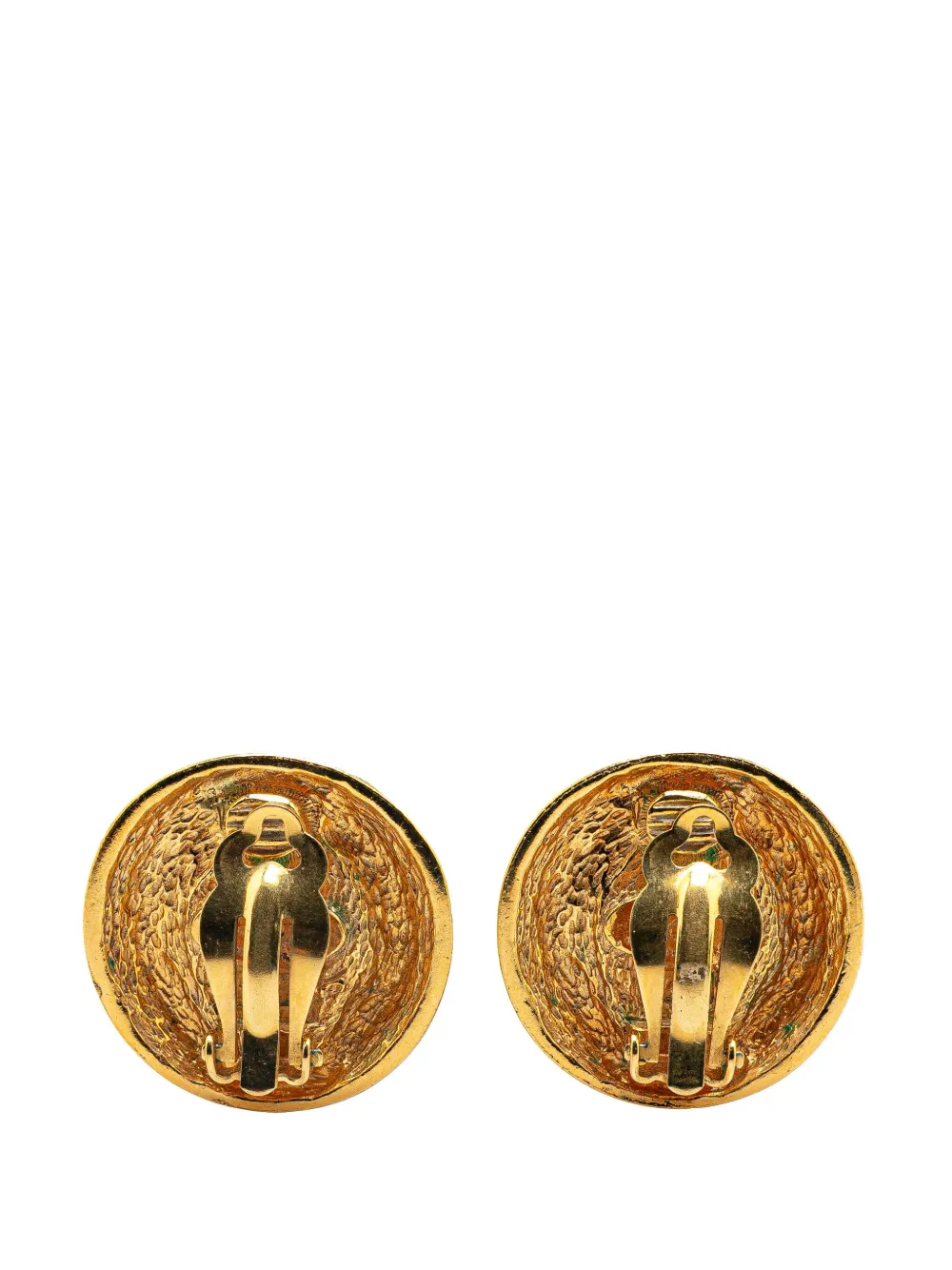 CHANEL Pre-Owned 1970-1980 Gold Plated Faux Pearl Round Clip on Earrings costume earrings | Image 2