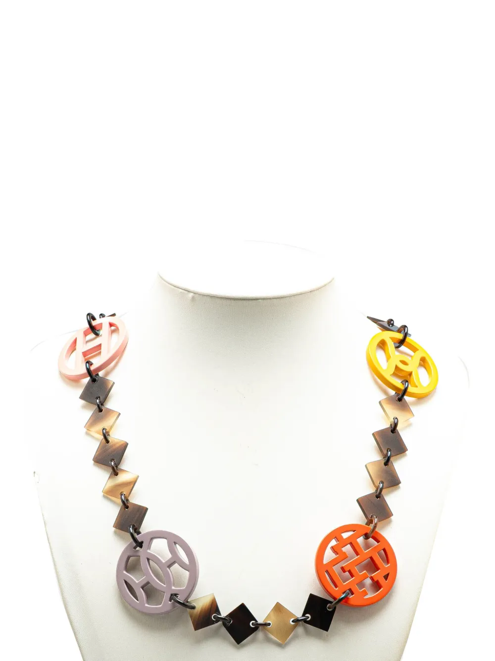 Pre-owned Hermes 2000-2015 Buffalo Horn And Lacquer Lena Necklace Costume Necklace