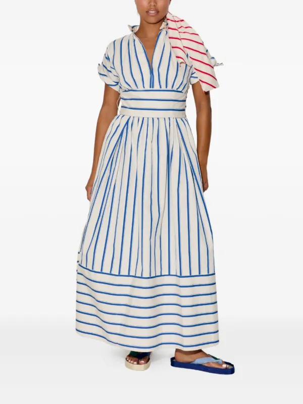 green emerald velvet dress High Garden Maxi Dress in Cotton Poplin Stripe  Rosie Assoulin