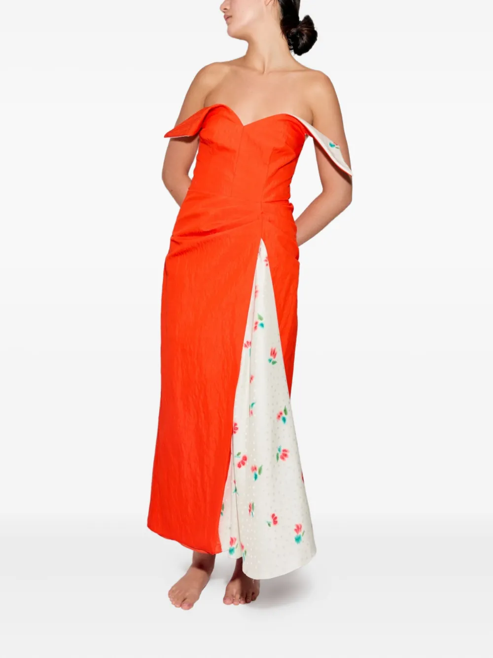 Rosie Assoulin crinkle twill maxi dress - Oranje
