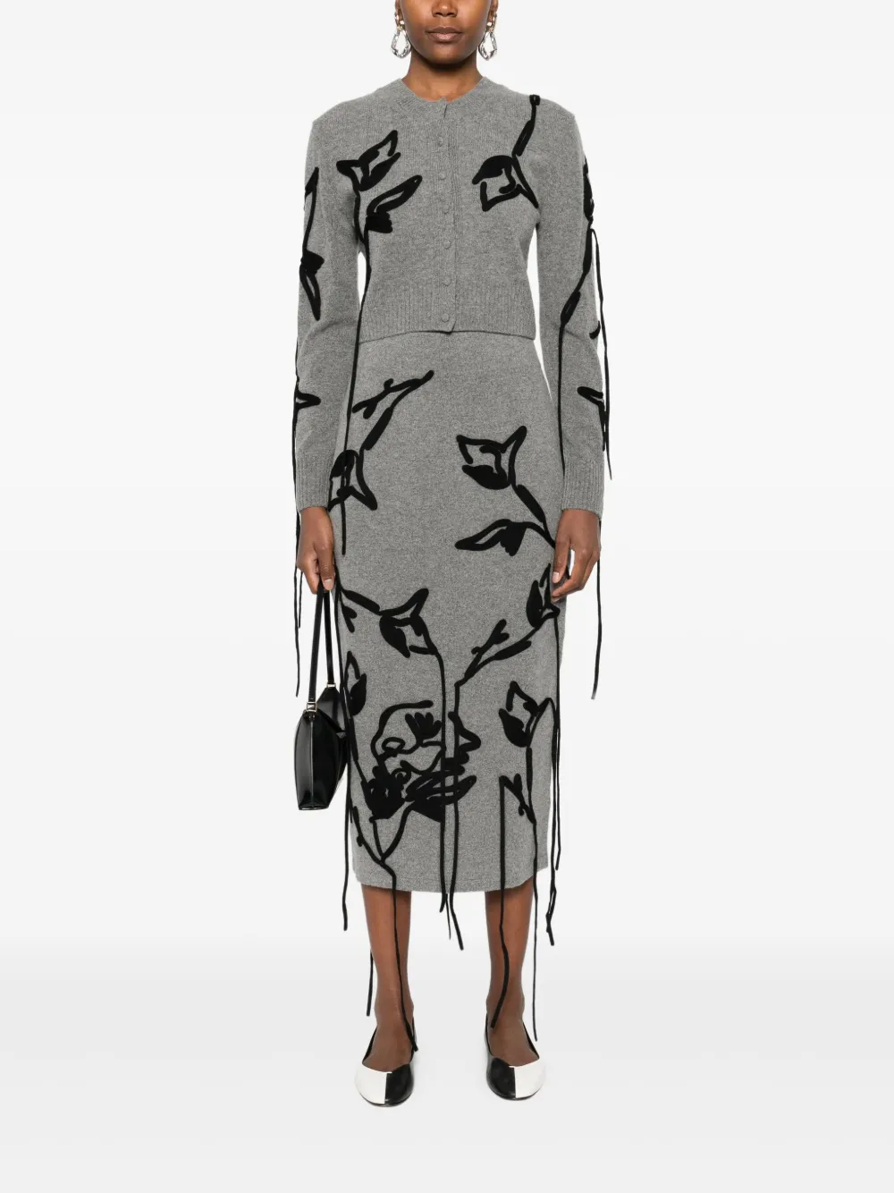 ERDEM Kokerrok met bloemenprint - Grijs