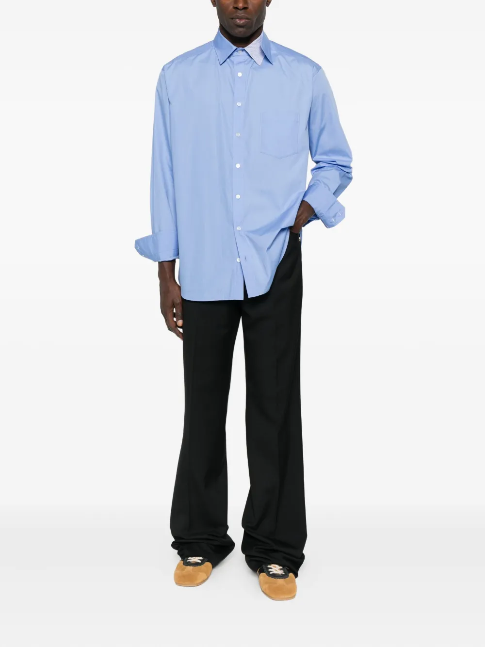 Kolor button-down poplin shirt - Blauw
