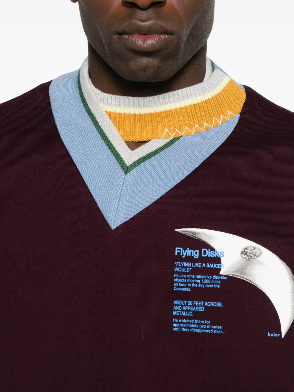 Kolor Mock-neck Graphi-print Sweater In Brown