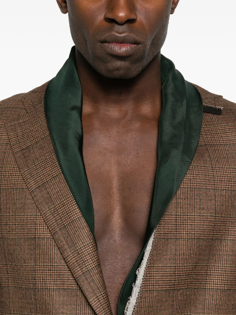 Kolor Checked Single-breasted Blazer In Brown
