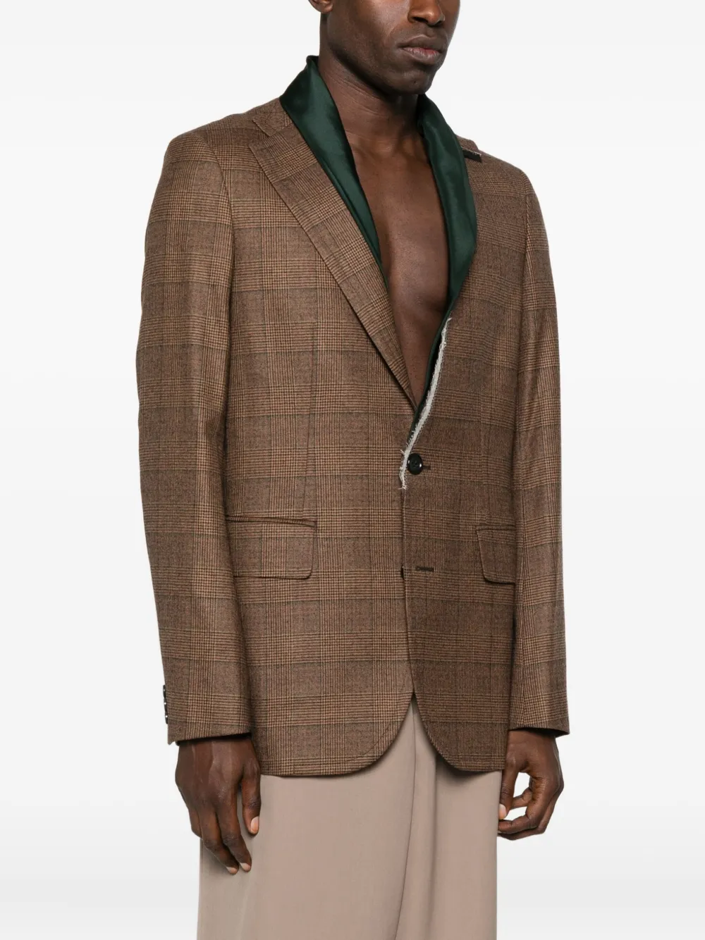 Kolor Checked Single-breasted Blazer In Brown