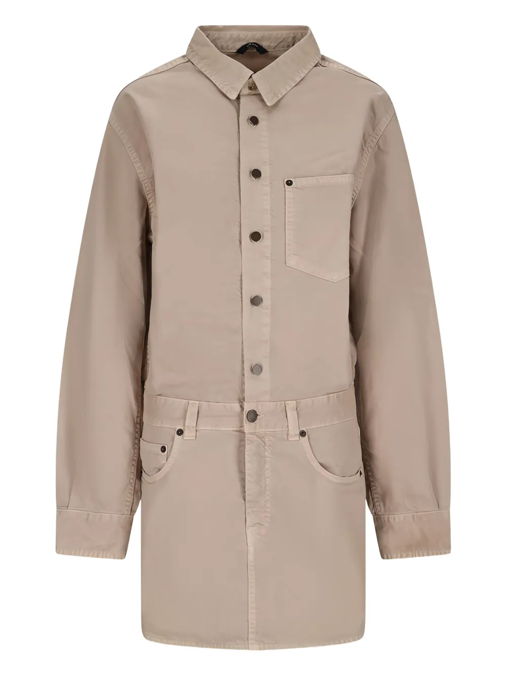 cotton-linen blend mini shirt dress