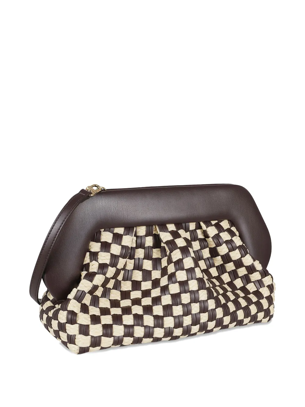 Themoirè Leren clutch Bruin