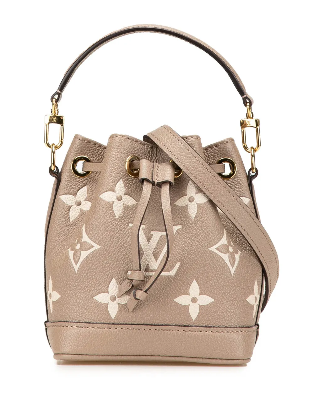 Pre-owned Louis Vuitton 2021-2024 Bicolor Monogram Empreinte Nano Noe Bucket Bag