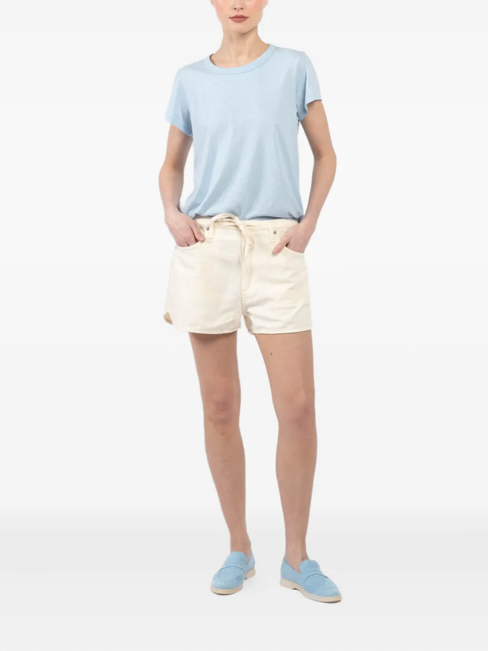 Rag & Bone Off-white Featherweight Nolan Drawstring Denim Shorts In Neutral