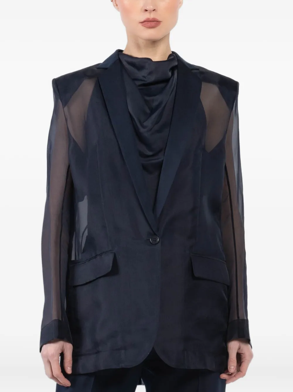 Barbara Bui Silk Blazer In Blue