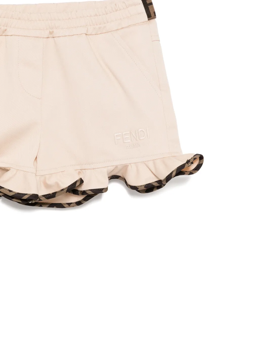 Fendi Kids logo-embroidered shorts Beige