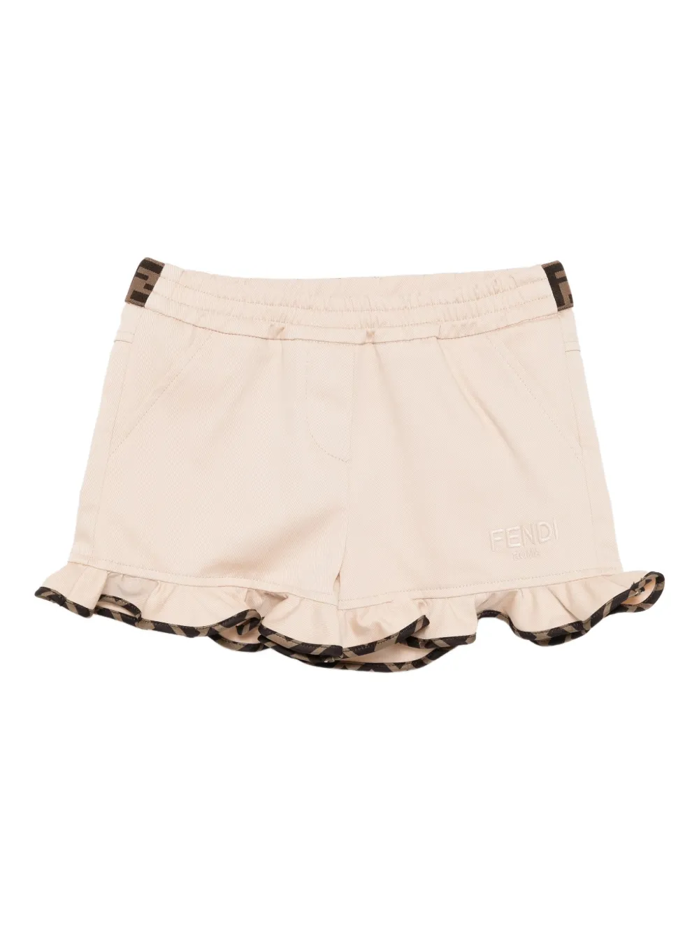 Fendi Kids logo-embroidered shorts Beige