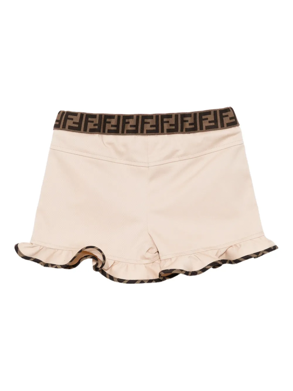 Fendi Kids logo-embroidered shorts Beige