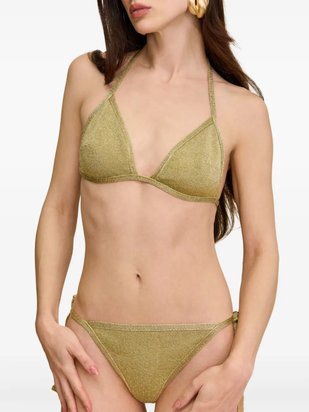 Shop Cult Gaia Alia Lurex Triangle Bikini Top