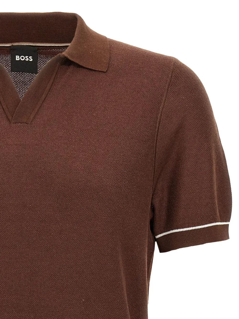 BOSS Jianluca V-neck polo shirt Bruin