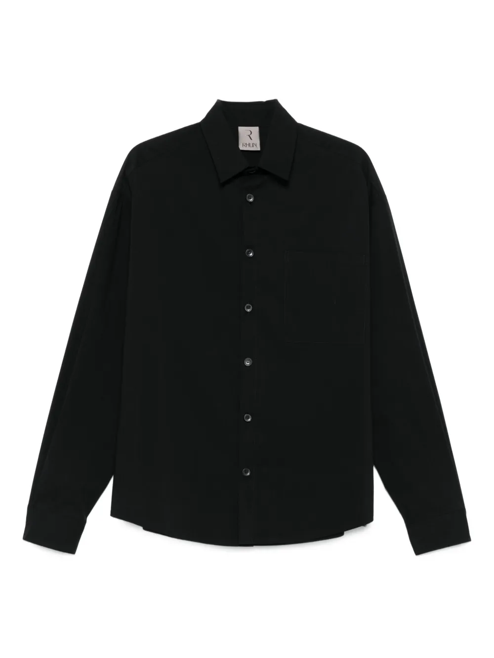 Rhun long-sleeve button-up shirt | Black | Image 1
