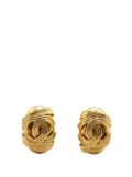 CHANEL Pre-Owned 1994 Gold Plated CC Oval Clip on Earrings costume earrings