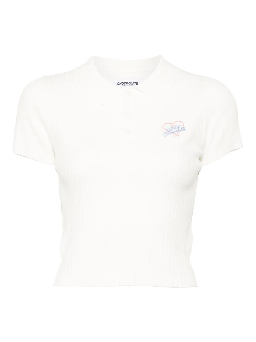 CHOCOOLATE Polotop met geborduurd logo Wit