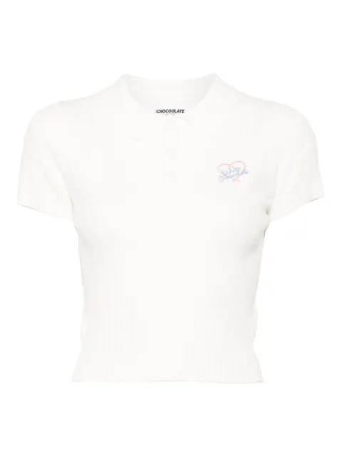 CHOCOOLATE logo-embroidered polo top
