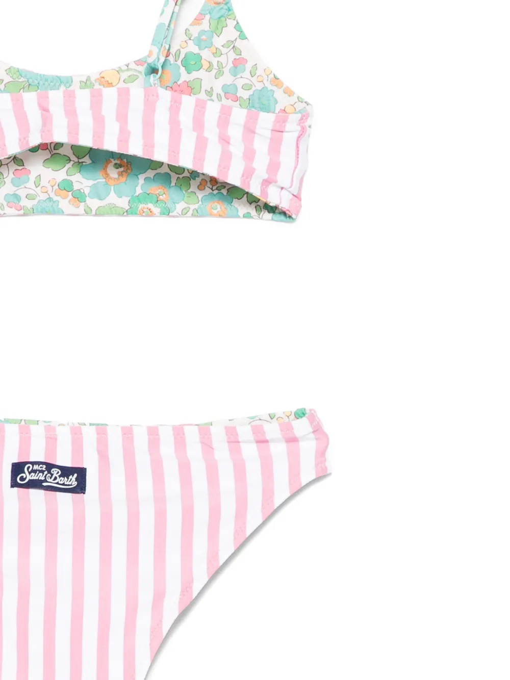 MC2 Saint Barth Kids floral-striped reversible bikini Beige