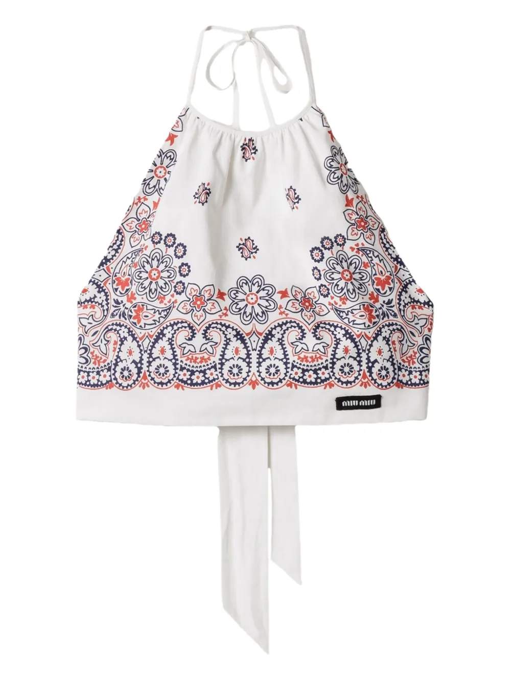 Miu Miu top corto con estampado de cachemira | blanco | Image 1