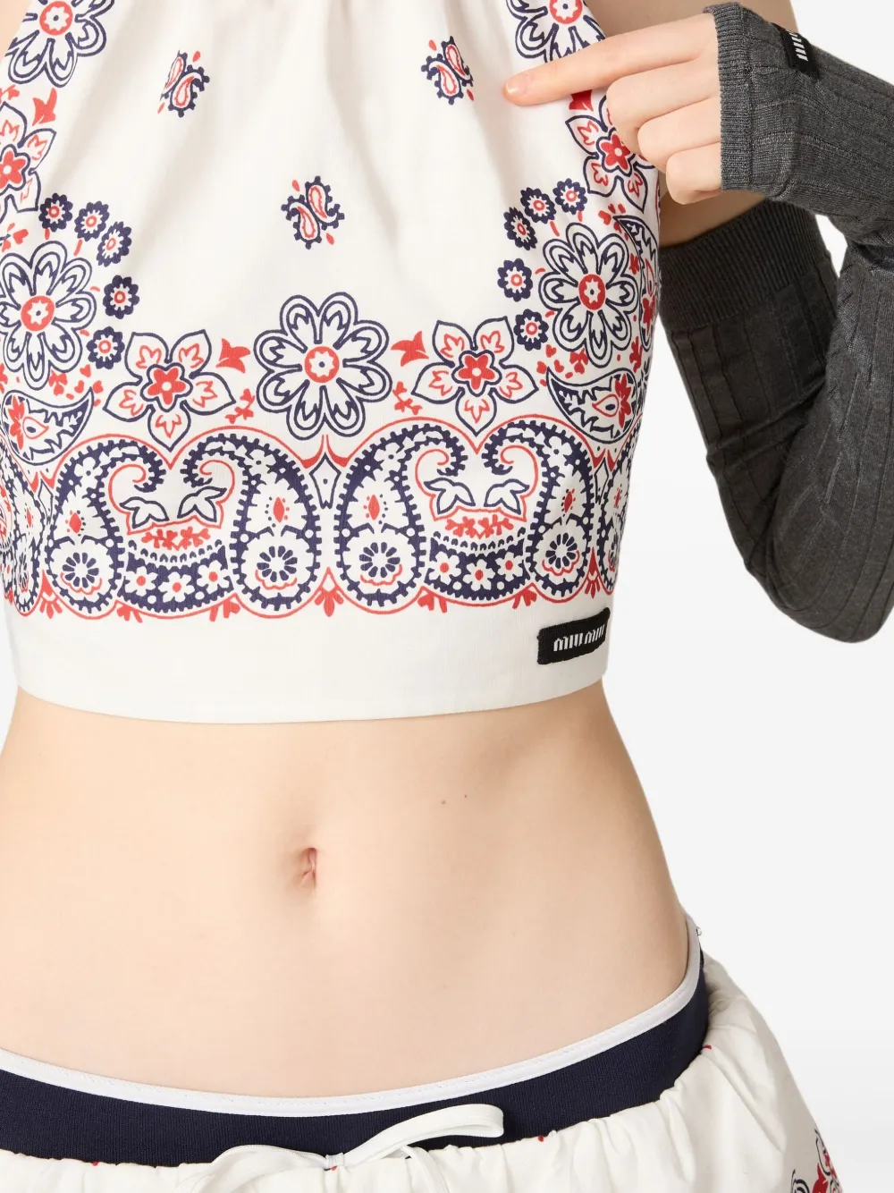 Miu Cropped top met paisley print Wit