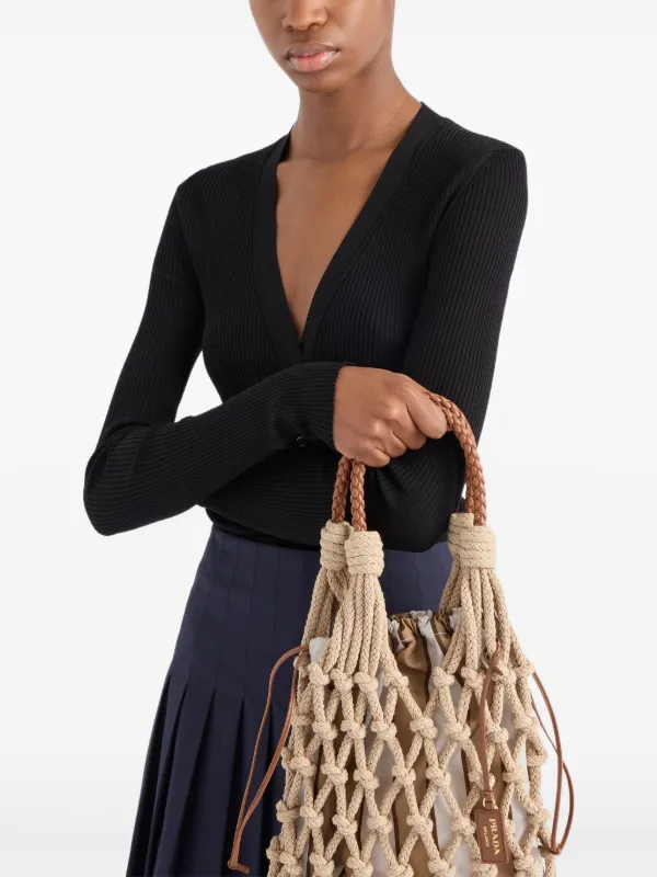 Prada リブニット カーディガン | ブラック | FARFETCH JP