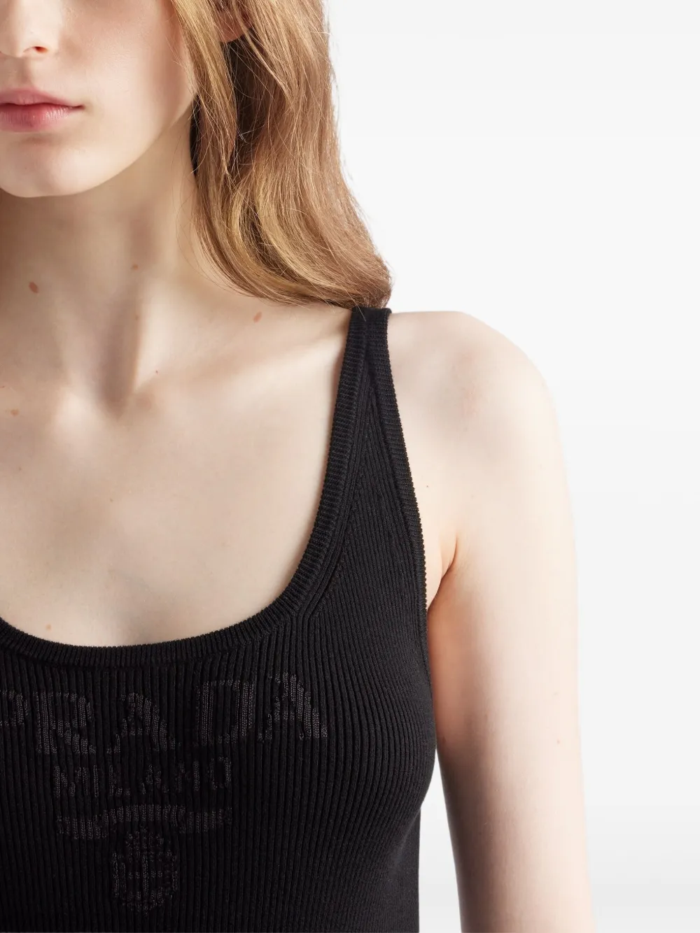 Prada Geribbelde midi-jurk Zwart
