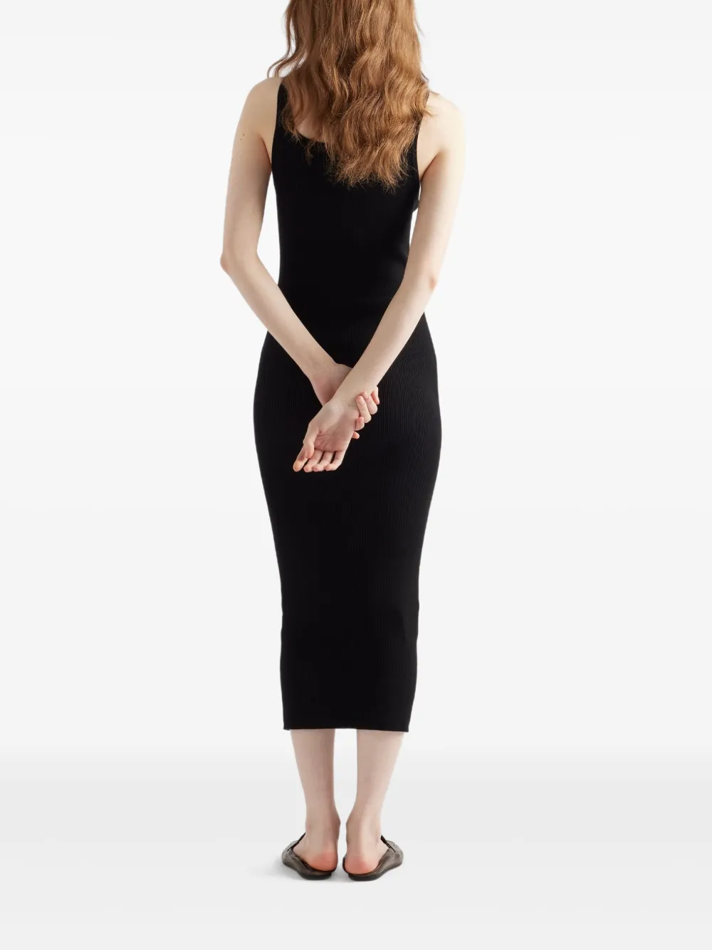 Prada Geribbelde midi-jurk Zwart
