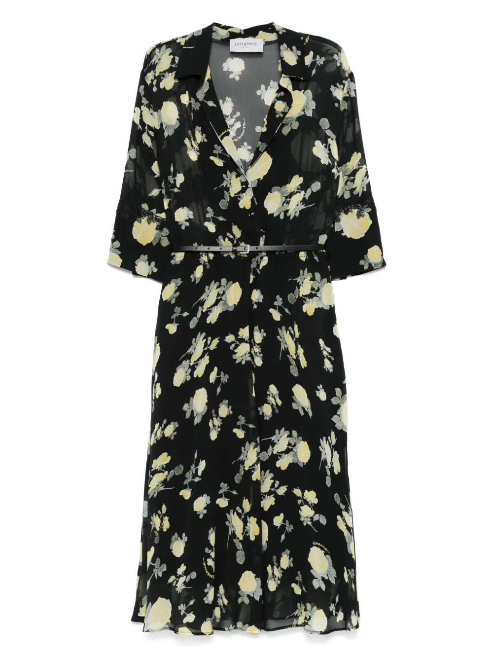ERMANNO FIRENZE  Kleid mit Blumen-Print | Schwarz | Image 1