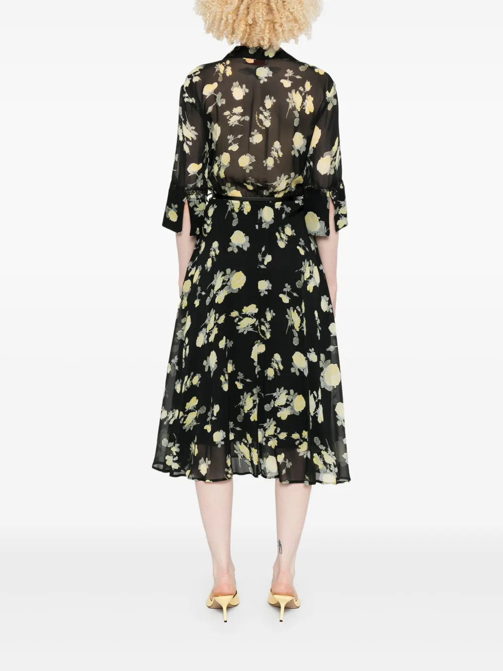 ERMANNO FIRENZE Jurk met bloemenprint Zwart