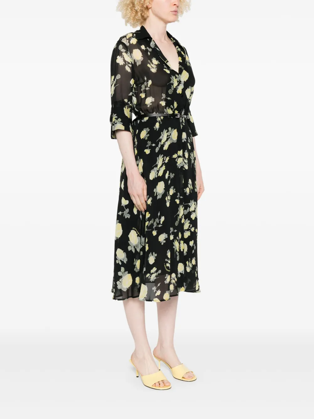 ERMANNO FIRENZE Jurk met bloemenprint Zwart