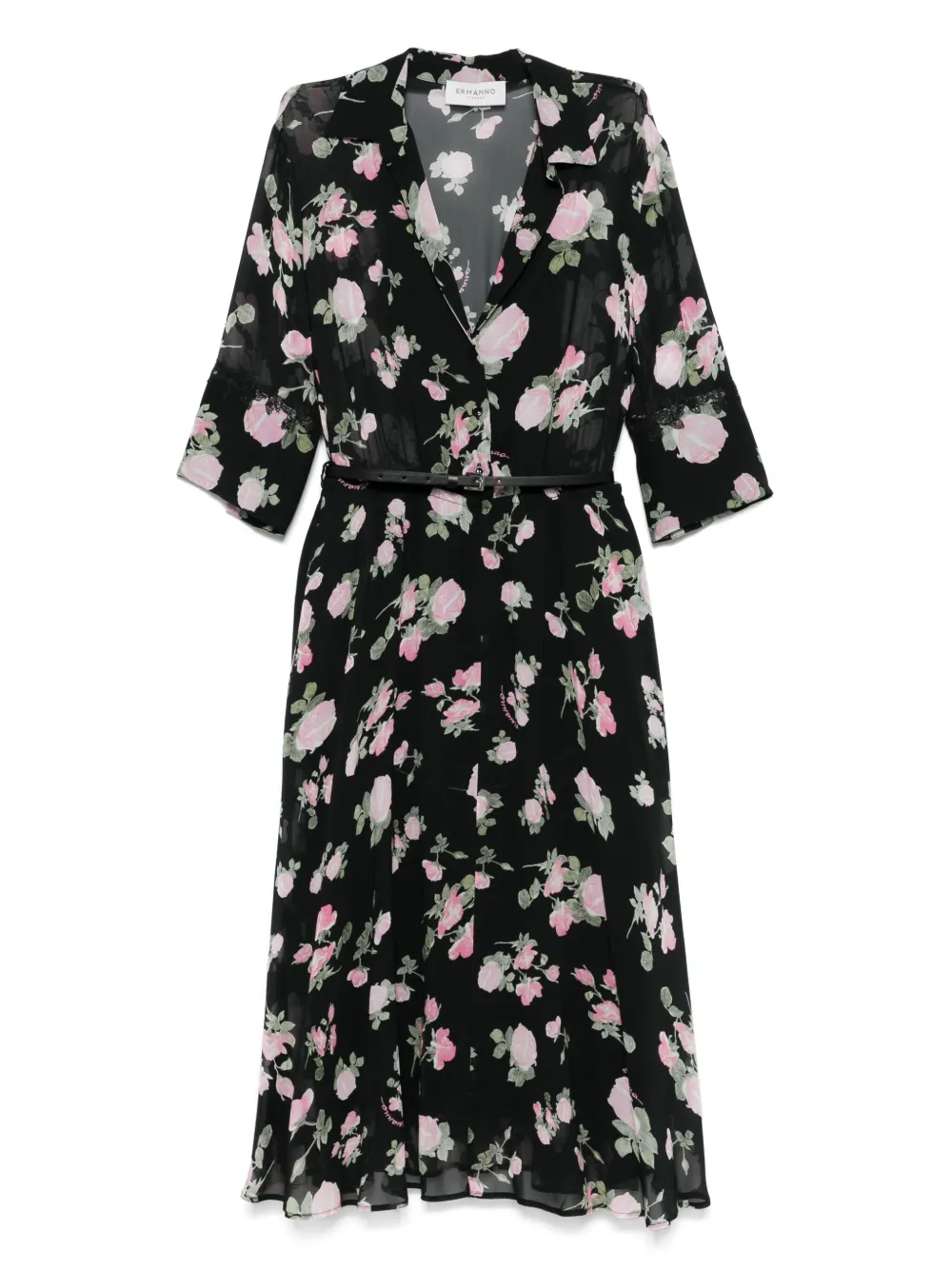 ERMANNO FIRENZE  Kleid mit Blumen-Print | Schwarz | Image 1