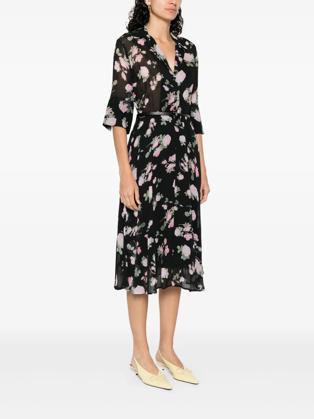 ERMANNO FIRENZE Jurk met bloemenprint Zwart