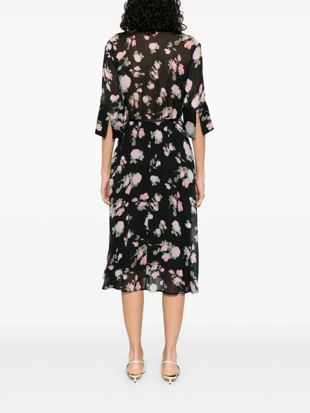 ERMANNO FIRENZE Jurk met bloemenprint Zwart