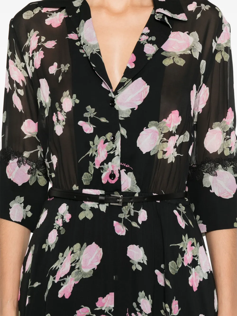 ERMANNO FIRENZE Jurk met bloemenprint Zwart