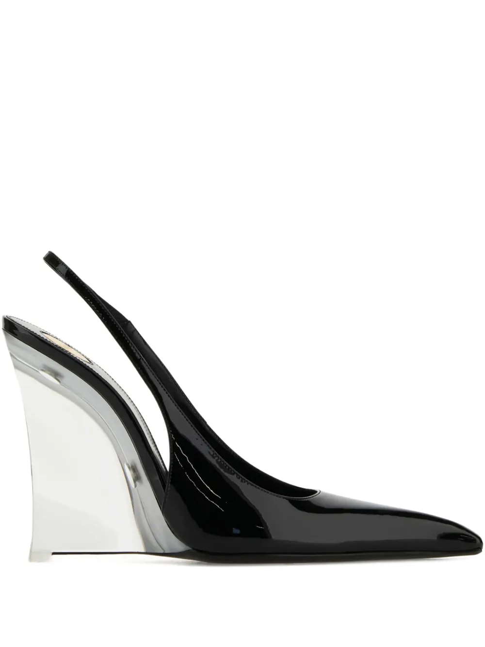 Saint Laurent Lakleren slingback sleehakken Zwart