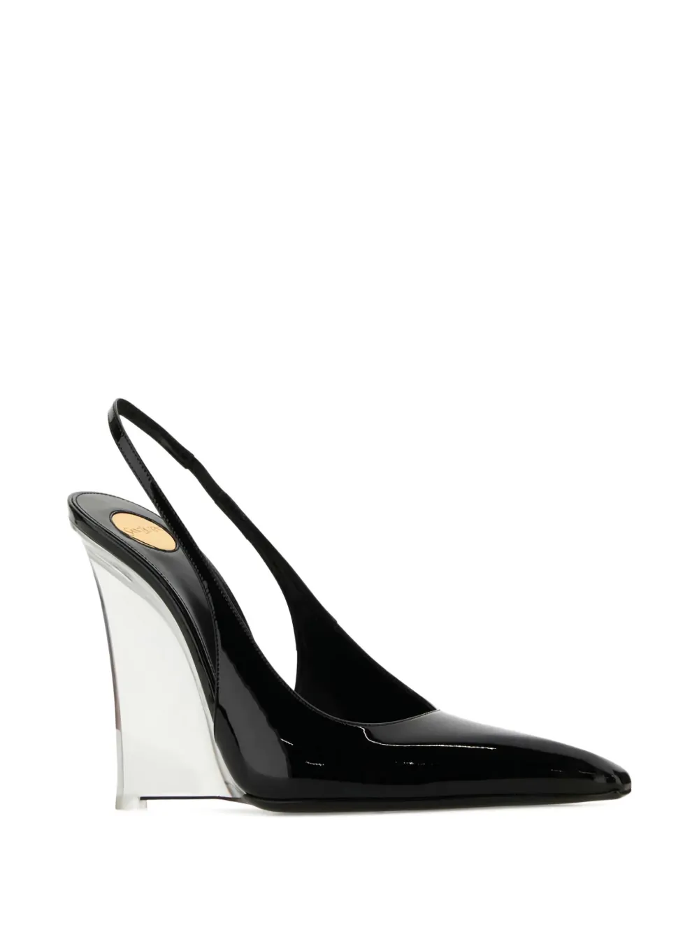 Saint Laurent Lakleren slingback sleehakken Zwart