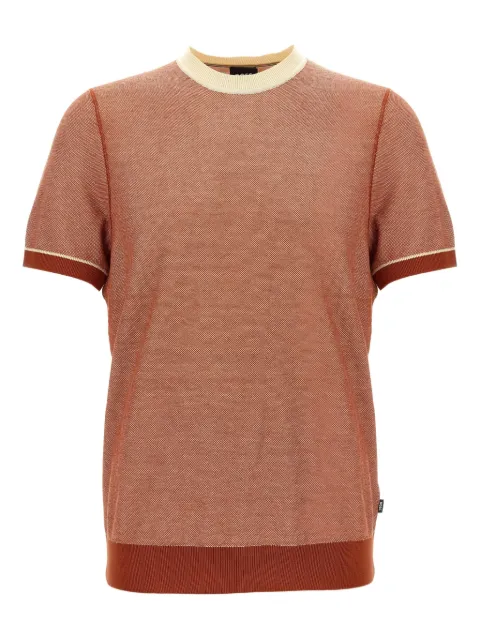 BOSS textured short-sleeve knit top