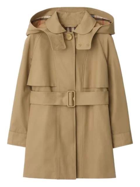 Burberry Kids معطف ترنش قطن بهودي